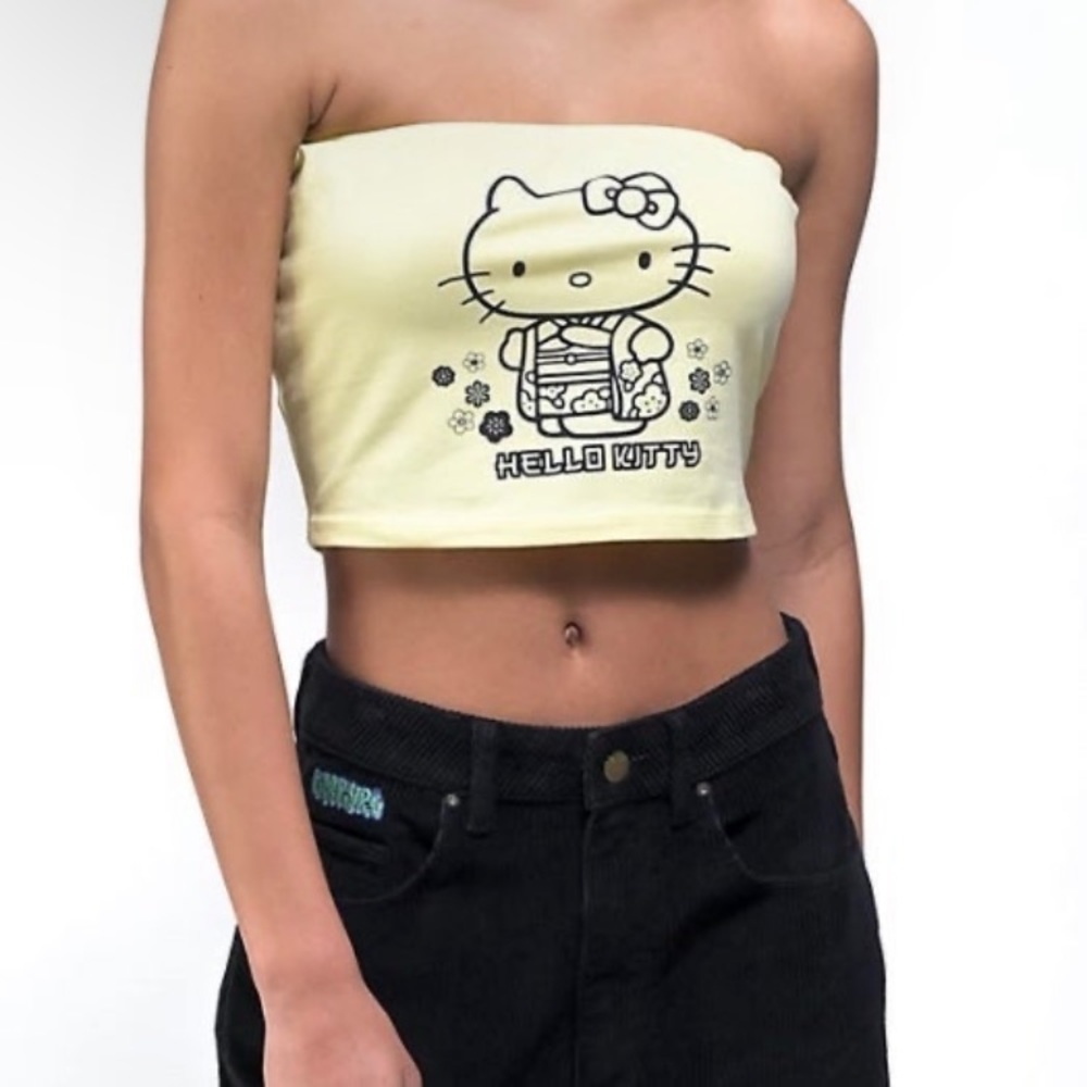 Brand New New Girl Order Hello Kitty Bandeau Yellow Crop Top